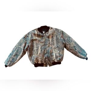 Vintage 2XL  Camo Bomber Chore Jacket - Green/Gray